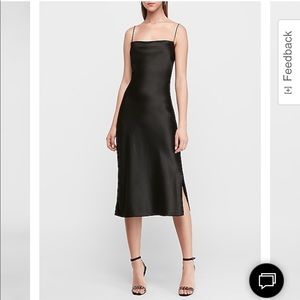 Express Satin Cowl Neck Midi Slip Dress